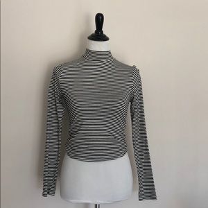Striped black & white long sleeve high neck shirt